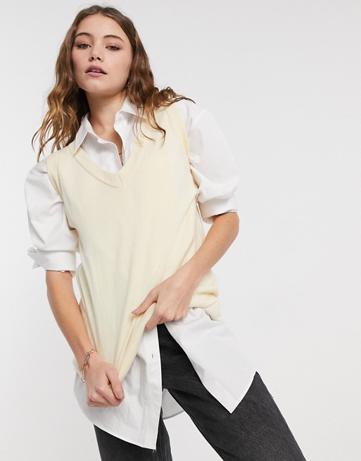 Daisy Street oversized sweater vest with relaxed hem