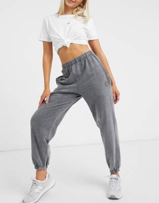 Daisy Street oversized sweatpants in vintage wash with daisy embroidery ...