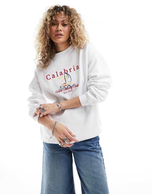 Daisy Street - Oversized sweatshirt med 'Calabria'-brodering