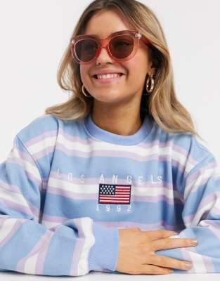 daisy street relaxed sweatshirt with vintage los angeles embroidery