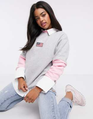 daisy street relaxed sweatshirt with vintage los angeles embroidery
