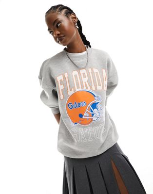 oversized sweatshirt with vintage Florida graphic in gray heather
