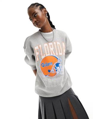 Daisy Street Oversized Sweatshirt With Vintage Florida Graphic In Gray Heather
