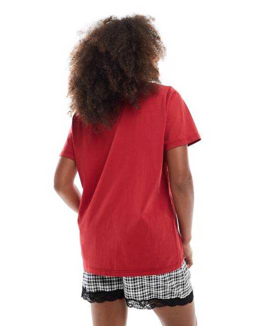 Daisy Street - Oversized T-shirt met print in rood, 2 van 4