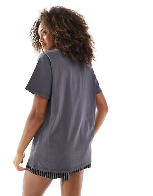 Daisy Street oversized t-shirt with miami beach graphic in charcoal, 3 of 4