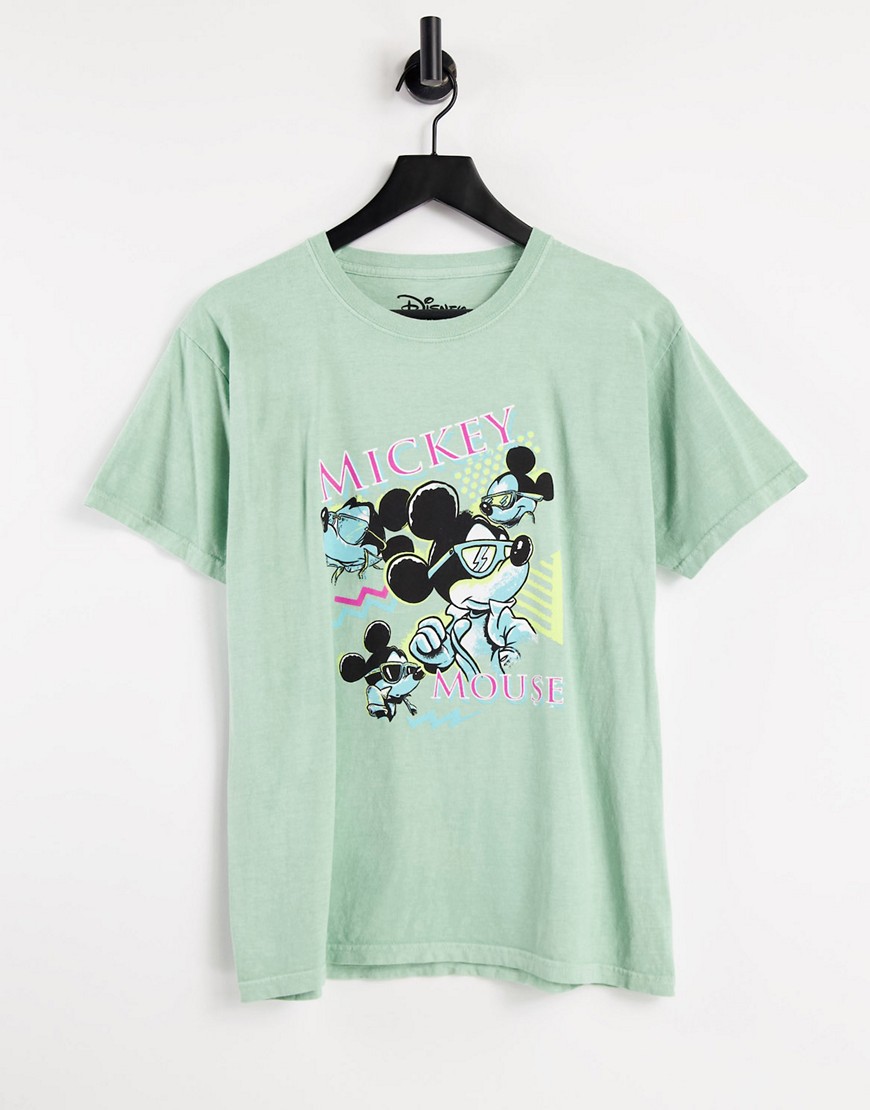 Daisy Street oversized t-shirt with mickey mouse graphic in vintage wash-Green