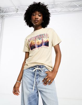 Daisy Street oversized t-shirt with Montana graphic - ASOS Price Checker
