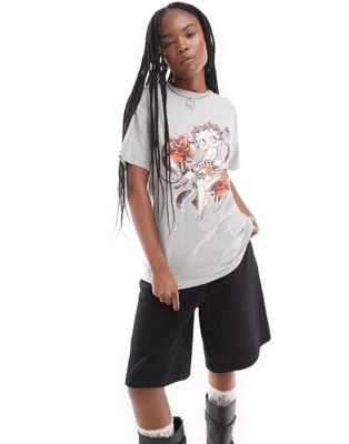 Daisy Street oversized t-shirt with vintage Betty Boop print in grey
