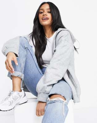 grey oversized zip up hoodie