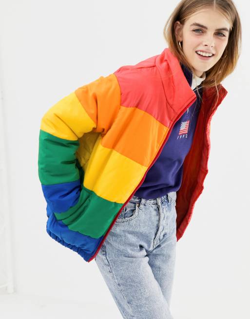 Topshop hot sale rainbow coat