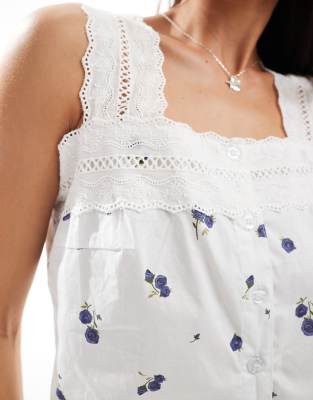 Daisy Street Pajama Cami Top With Lace Detail