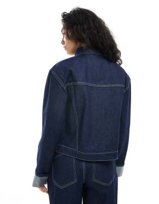Daisy Street Paneled Fitted Denim Jacket In Blue