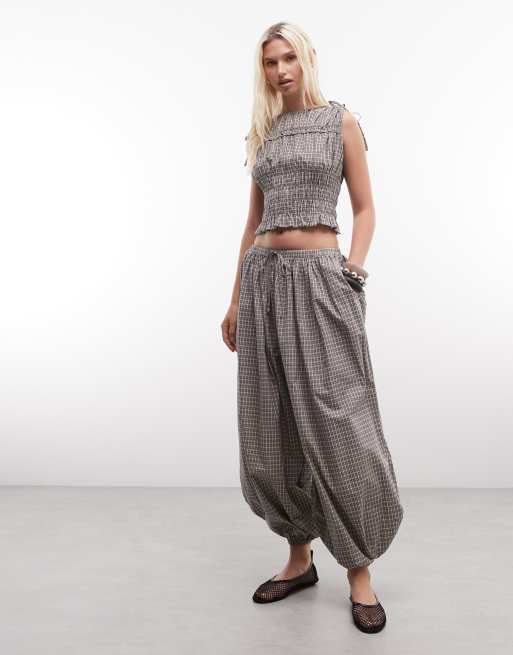 Daisy Street - Pantalon d'ensemble coupe ballon à carreaux - Marron, 2 de 3