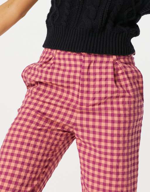 Pantalon vichy taille haute shop
