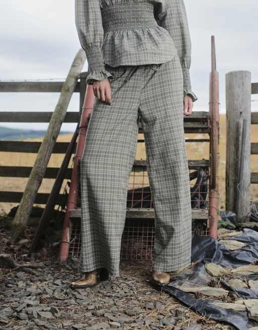 Daisy Street - pantalones de pernera ancha a cuadros salvia, conjunto, 2 de 4