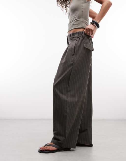 Daisy Street - Pantalones grises de corte globo holgado con raya diplomática, 2 de 5