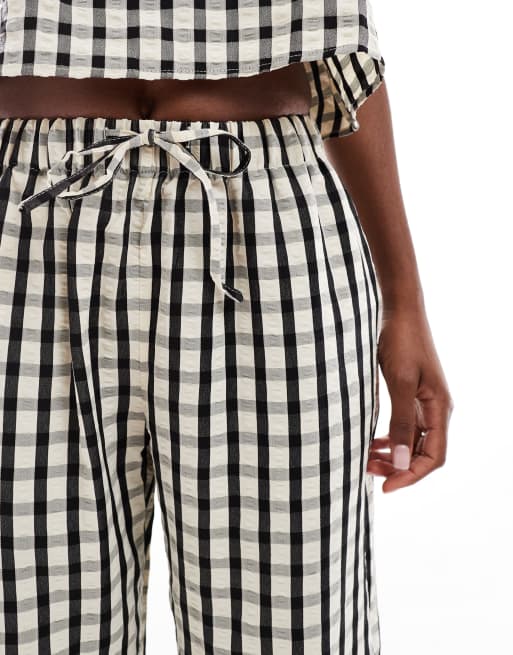 Daisy Street - Pantaloni stile boxer neri a quadretti in coordinato, 2 di 4