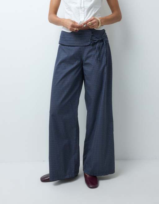 Daisy Street pantaloni svasati con laccetti laterali navy, 3 di 5