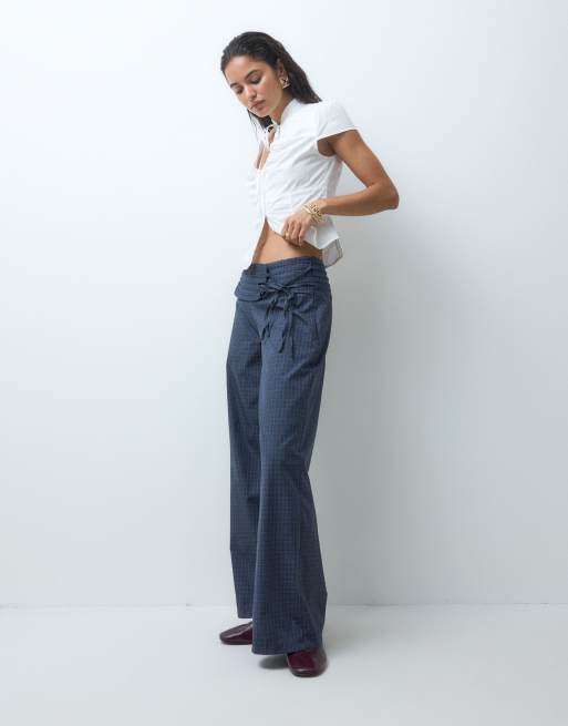 Daisy Street pantaloni svasati con laccetti laterali navy, 4 di 5