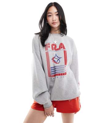 Daisy Street Paris 2024 Olympics Relaxed Sweatshirt In Gray