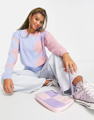 Daisy Street patchwork pastel relaxed knitted jumper | ASOS
