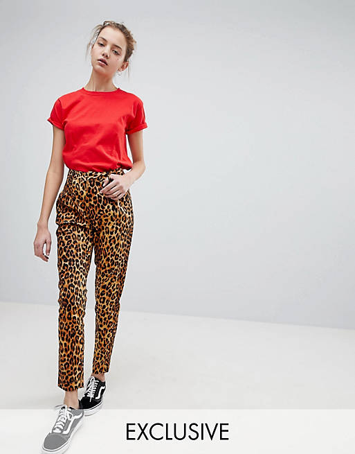 Daisy Street Peg Trousers In Leopard Print