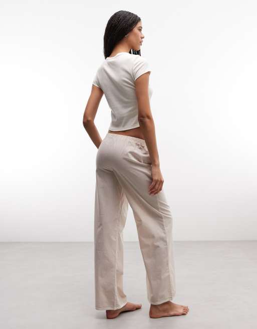 Daisy Street - Pigiama con top e pantaloni traforati beige a quadretti, 4 di 4
