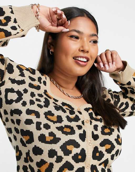 Leopard plus size sweater sale