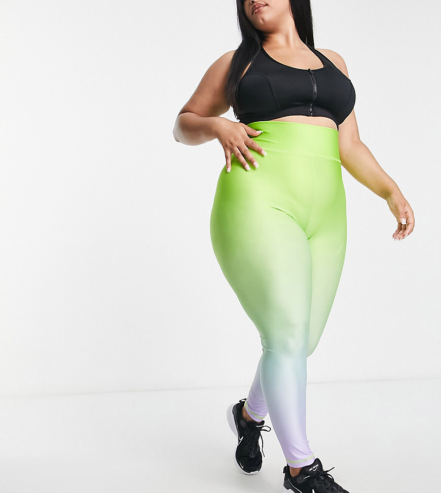 Daisy Street Plus Active ruched leggings in ombre print-Multi