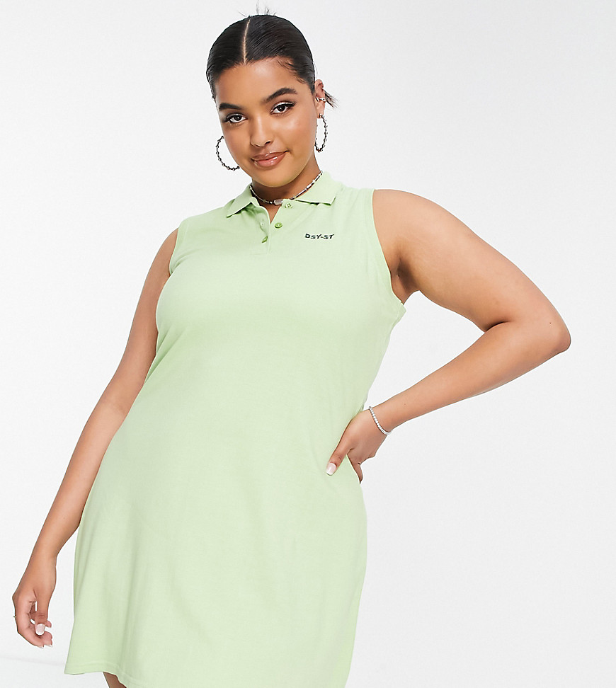 Daisy Street Plus Active tennis mini dress in lime green