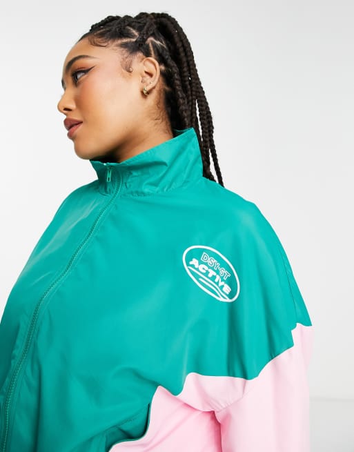 Daisy Street Plus - Active - Trainingsjack met rits en kleurvlakken in turquoise, 2 van 4