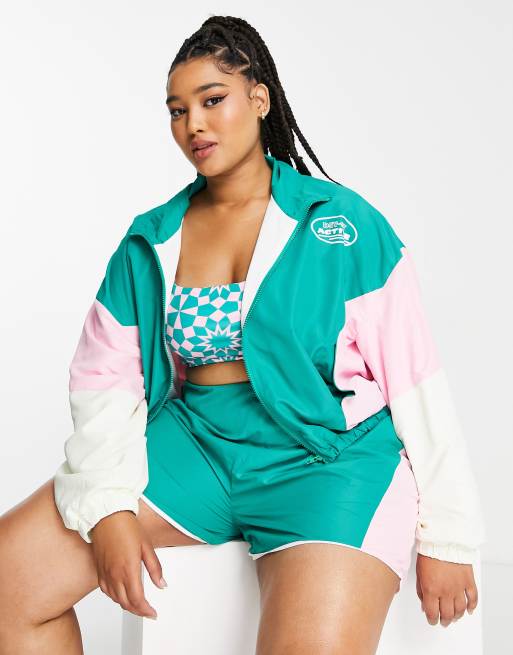 Daisy Street Plus - Active - Trainingsjack met rits en kleurvlakken in turquoise, 3 van 4
