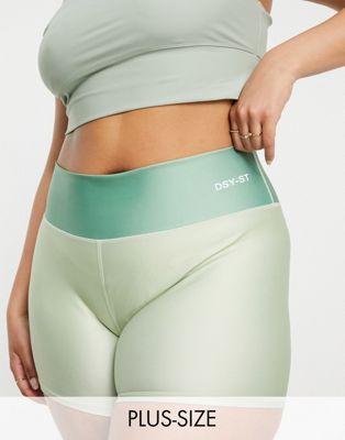 Daisy Street Plus Active two tone legging shorts in sage green