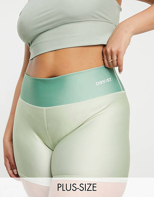 Daisy Street Plus Active two tone legging shorts in sage green 