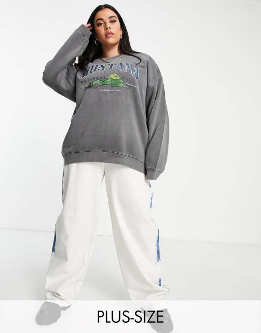Daisy Street Plus - Afslappet sweatshirt med vintage-inspireret 'Montana'-print