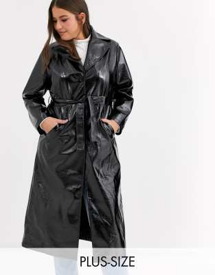 plus size vinyl trench coat