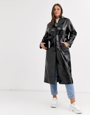 plus size vinyl trench coat