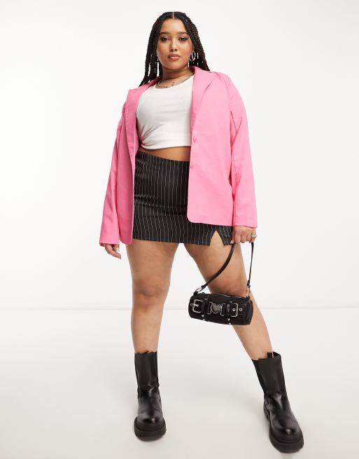 Daisy Street Plus - Blazer oversize comodo rosa in lino