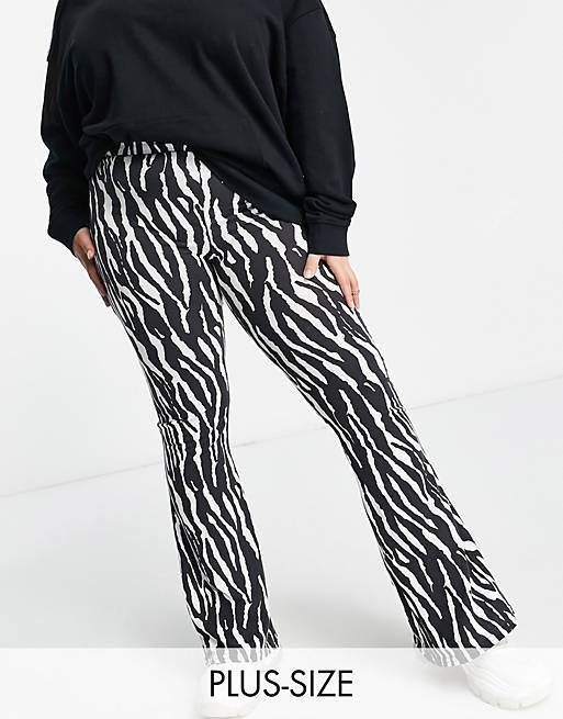 Daisy Street Plus - Bukser med svaj i zebraprint