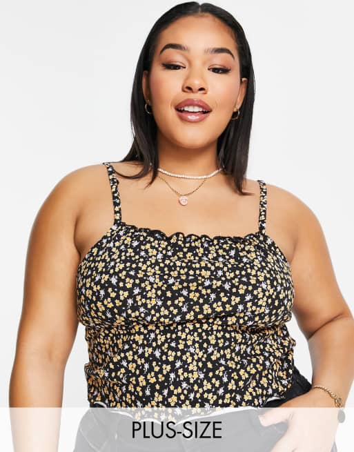 Daisy Street Plus – Camisole-Oberteil mit Raffung vorne und Blümchenmuster