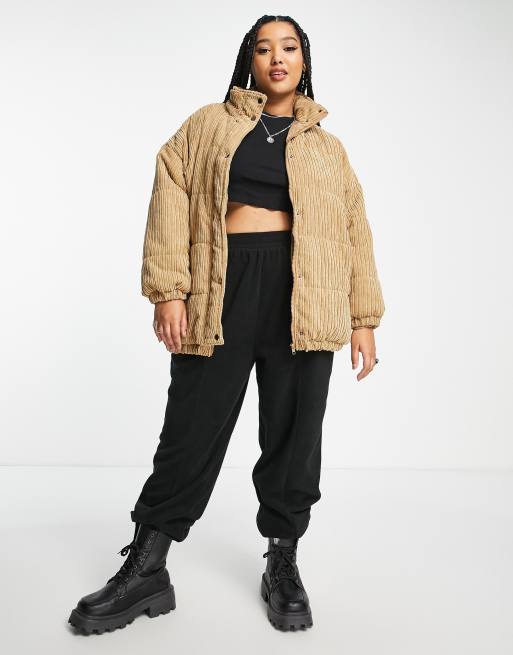 Daisy Street Plus - Cappotto in velluto a coste marrone trapuntato accollato , 4 di 4