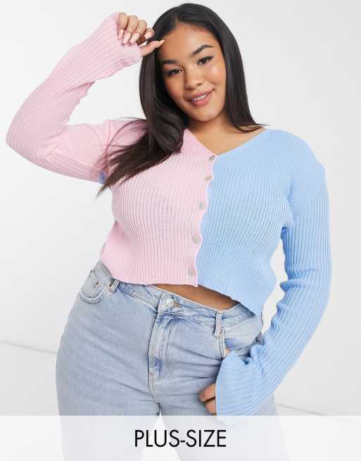 Daisy Street Plus - Cardigan aderente anni '90 a blocchi di colore a contrasto