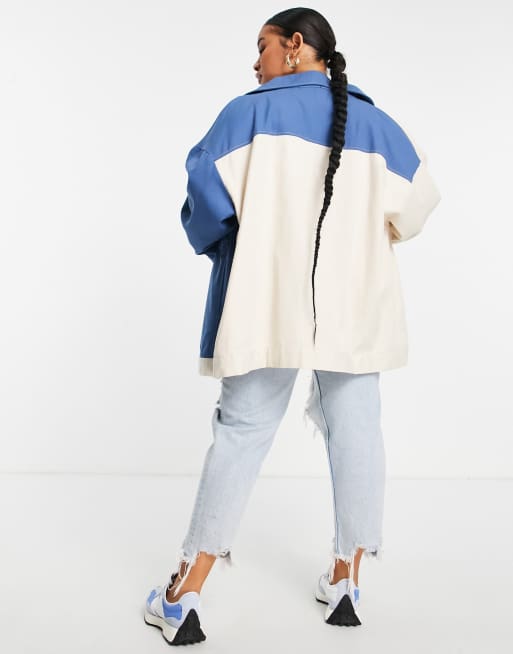 Daisy Street Plus coordinating relaxed boyfriend jacket in color block denim ASOS