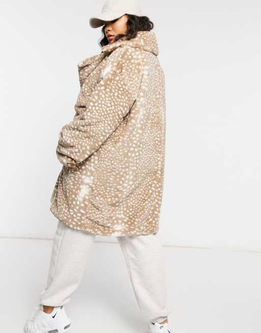 Daisy Street Plus double breasted coat in animal faux fur, 2 of 4