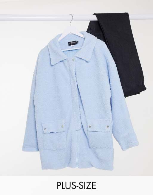 Daisy Street Plus - Giacca oversize in soffice pile effetto peluche con dettaglio con tasca