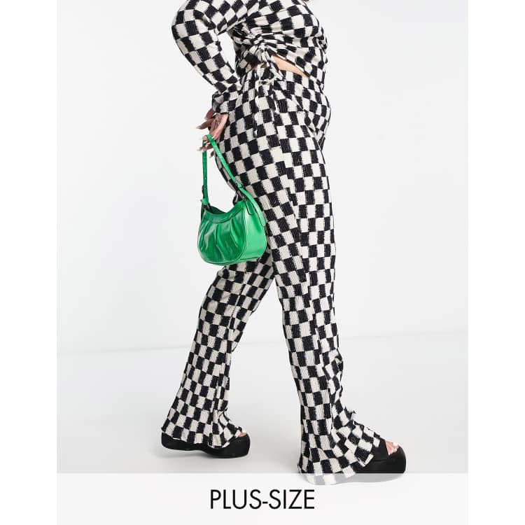 Daisy Street Plus high waist pants in checkerboard velvet plisse - part of  a set