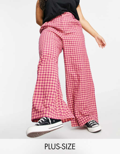 Daisy Street Plus high waist wide leg pants in vintage check ASOS