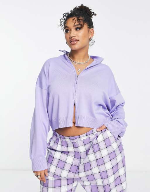 Daisy Street Plus – Jacke in Flieder mit Kragen und Reißverschluss