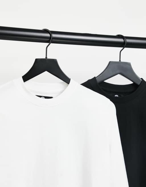 Daisy Street Plus – Kurz geschnittene, langärmlige Shirts in Schwarz und Weiß im 2er-Pack, 4 von 4