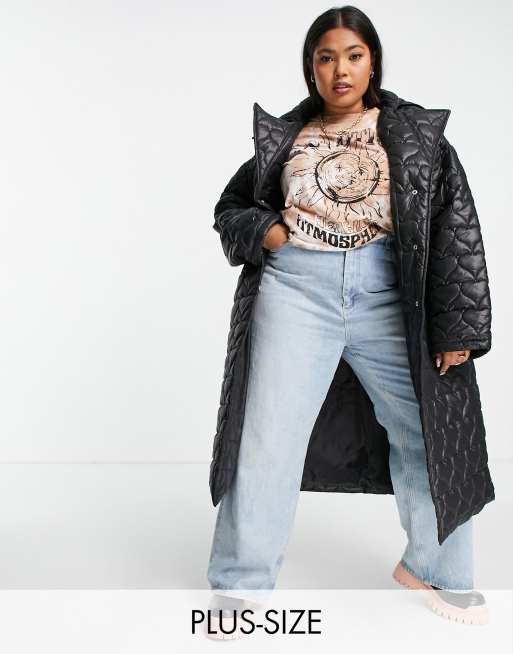 Daisy Street Plus – Lang geschnittene Jacke mit herzförmigem Steppmuster
